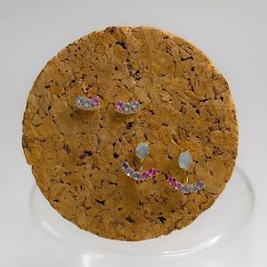 Multicolored gem stud earring set